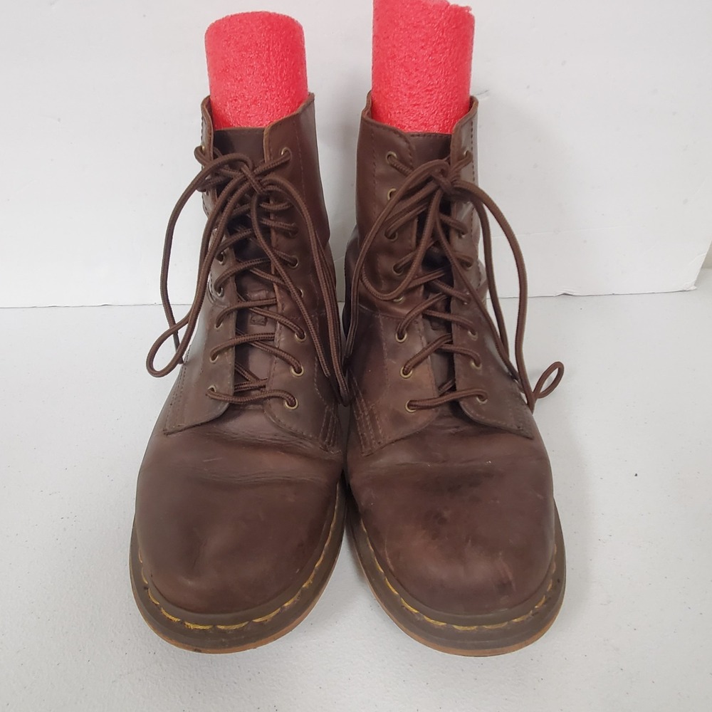 Dr Martens Doc Mens Tristan Boots Size 11 Chocolate Brown Leather Combat Lace Up - Picture 2 of 12